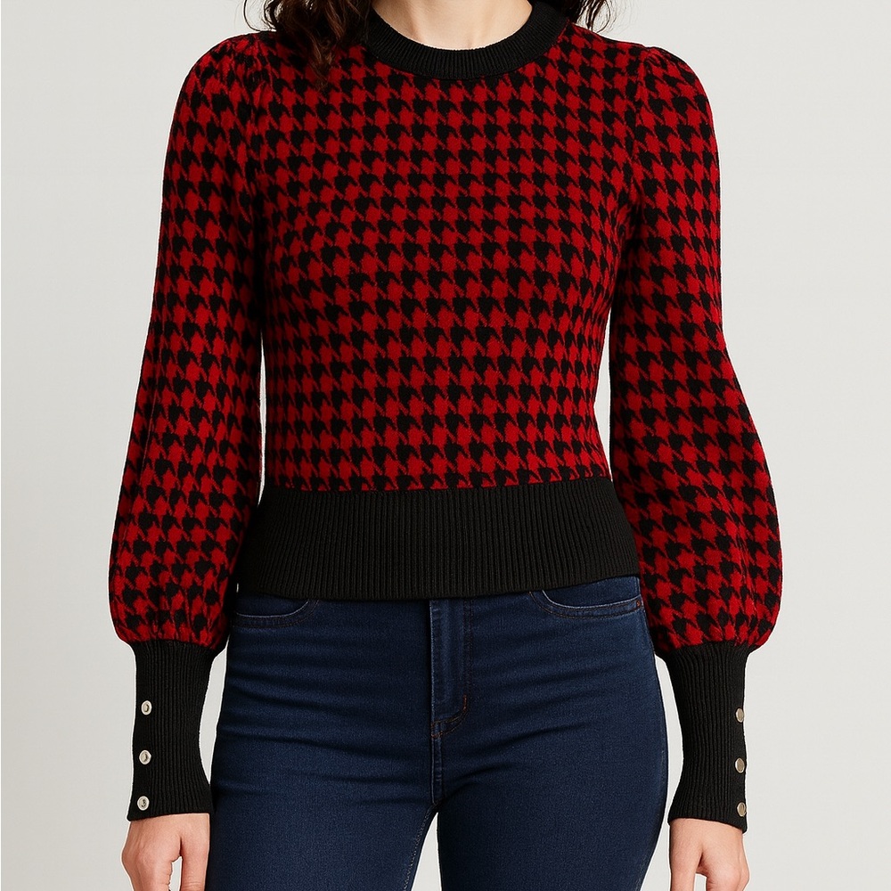 Calvin Klein Red and‎ Black Patterned Sweater